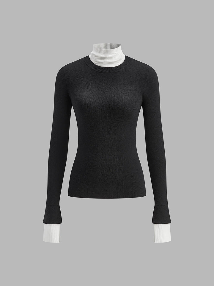 Color Block Turtleneck Knit Top  Liora Lane Boutique Knit Tops