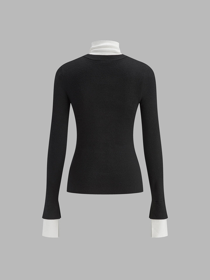 Color Block Turtleneck Knit Top  Liora Lane Boutique Knit Tops