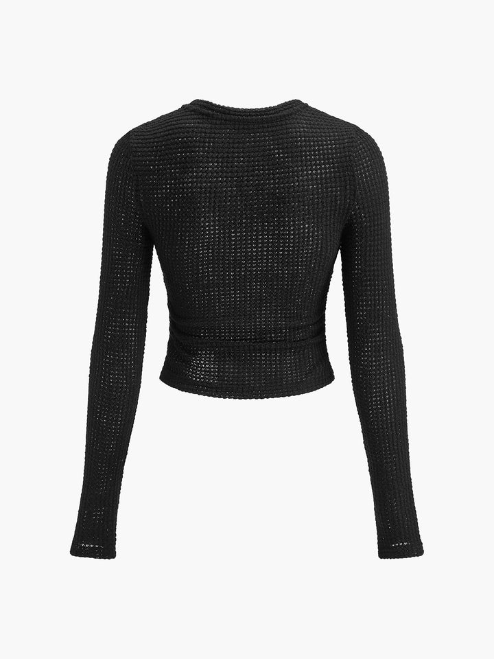 Plain Waffle Slim Sweater  Liora Lane Boutique T-Shirts