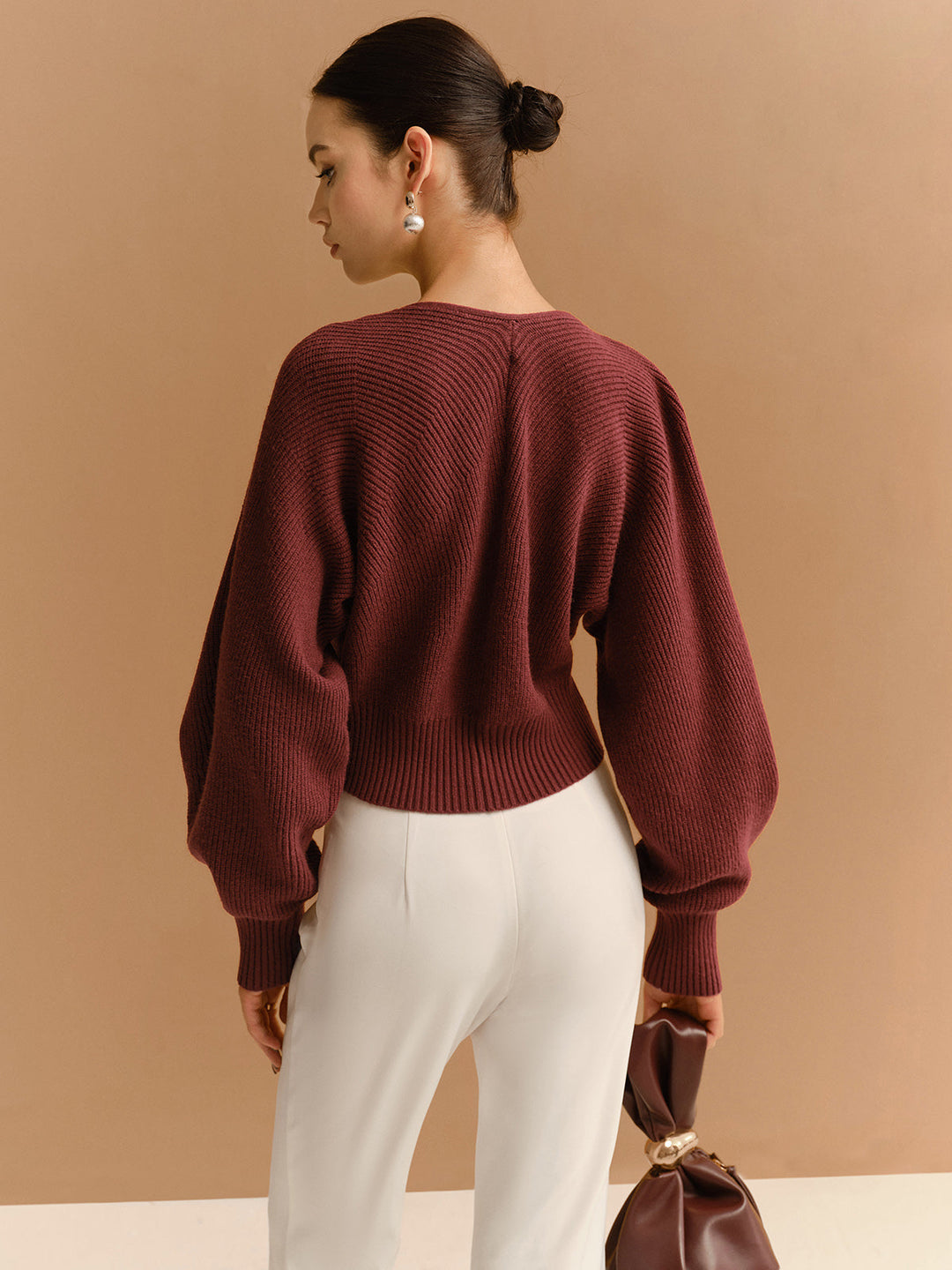 Leg-Of-Mutton Sleeve Metal-Detail Short Cardigan  Liora Lane Boutique Cardigans