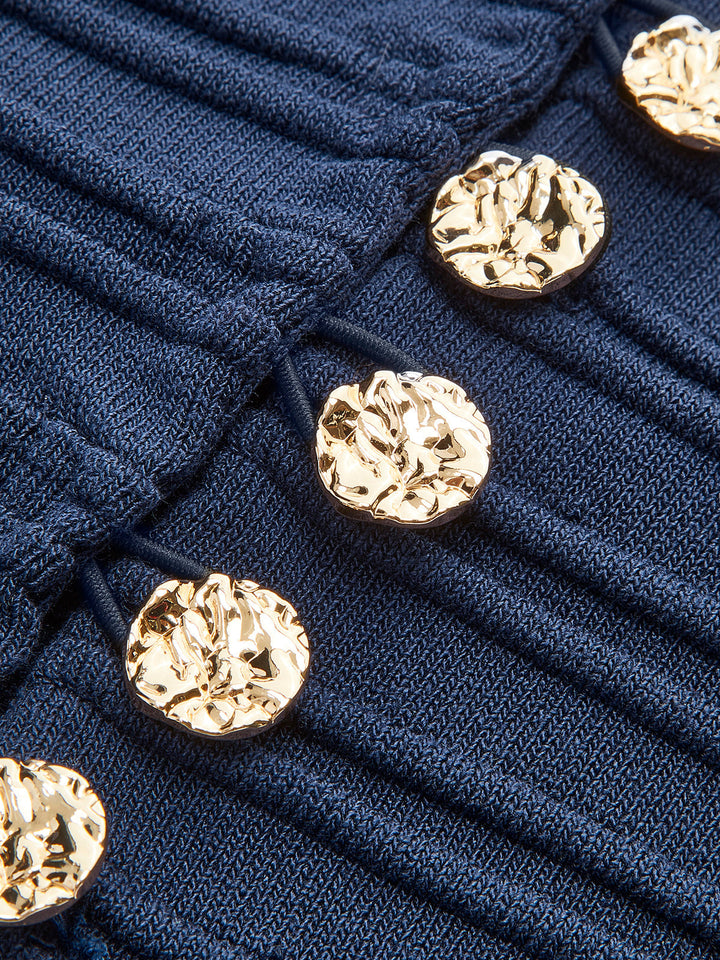 Pebble Pleated Button Knit Top  Liora Lane Boutique Knit Tops