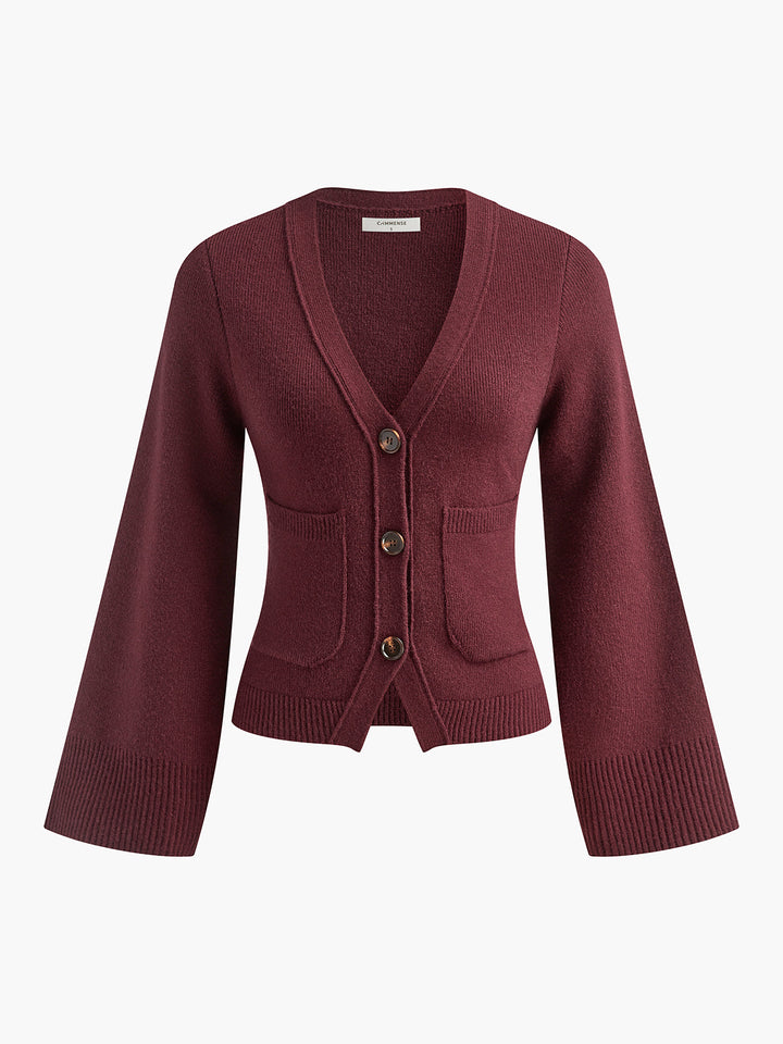 V-Neck Split Button Cardigan  Liora Lane Boutique Cardigans Burgundy / XL 45.00