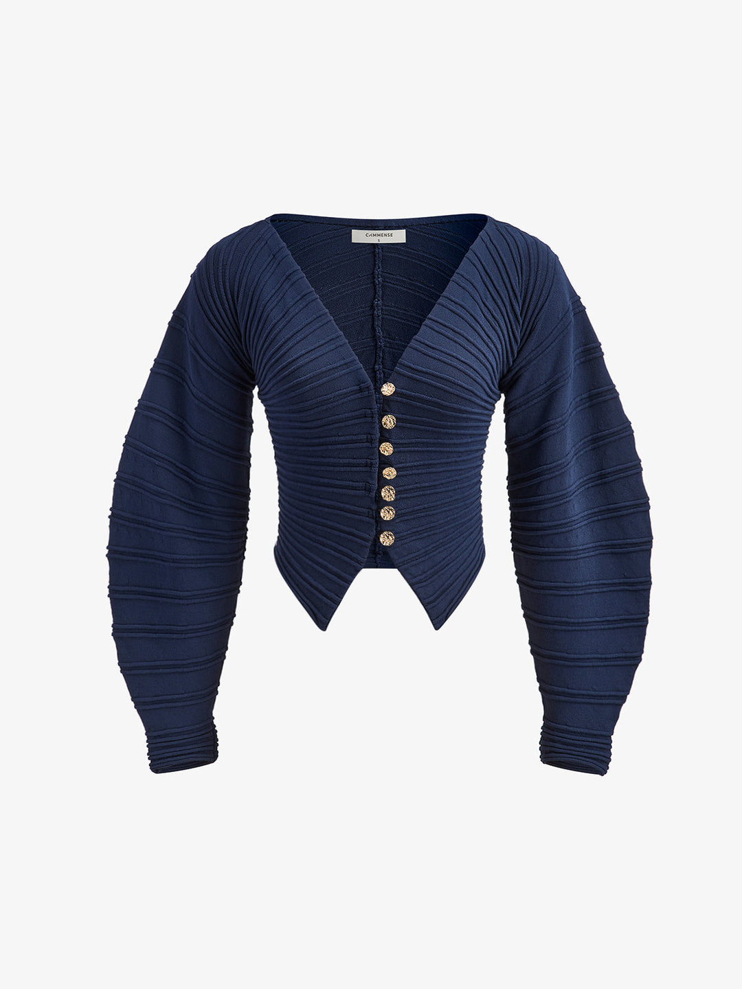 Pebble Pleated Button Knit Top  Liora Lane Boutique Knit Tops Navy / XL 137.99