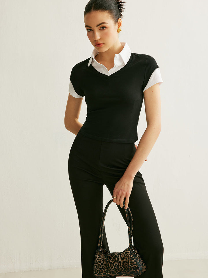 Polo Neck Color Block T-Shirt  Liora Lane Boutique T-Shirts