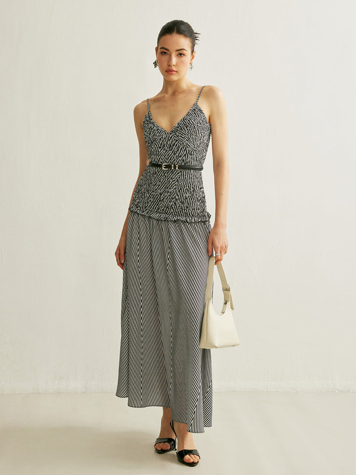 Shirred V-Neck Sleeveless Pleated Dress  Liora Lane Boutique Dresses