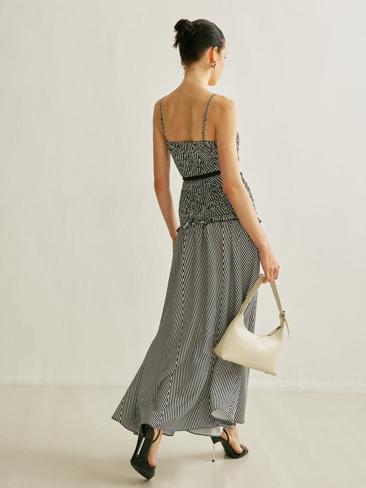 Shirred V-Neck Sleeveless Pleated Dress  Liora Lane Boutique Dresses