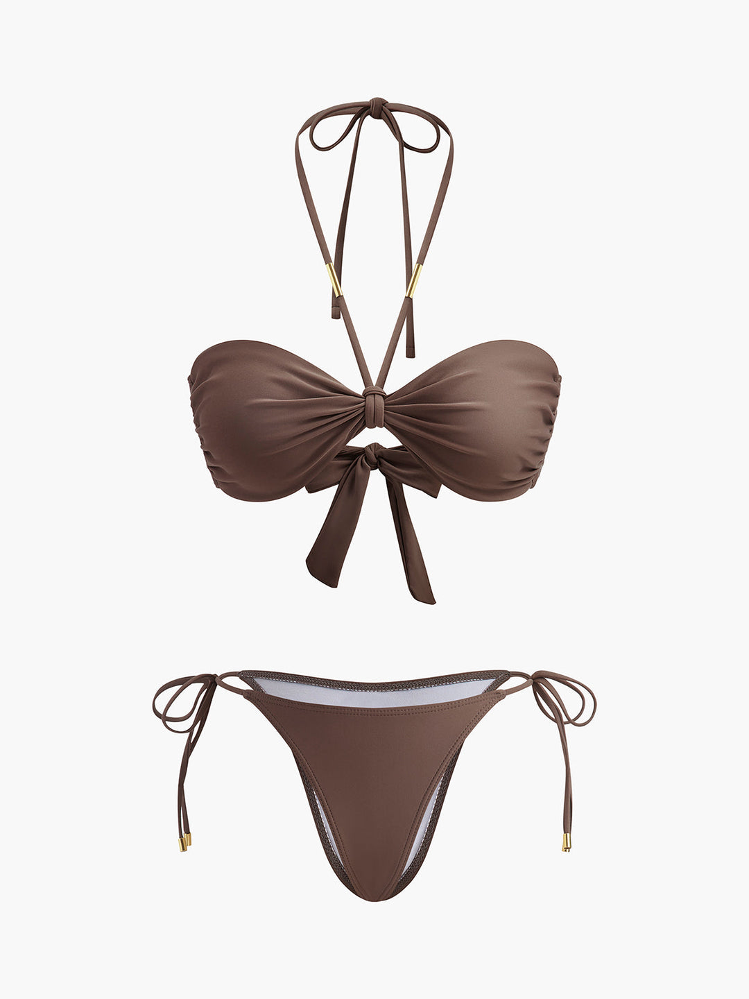 Bow Knot Bikini Set  Liora Lane Boutique Bikini Sets Brown / L 72.99