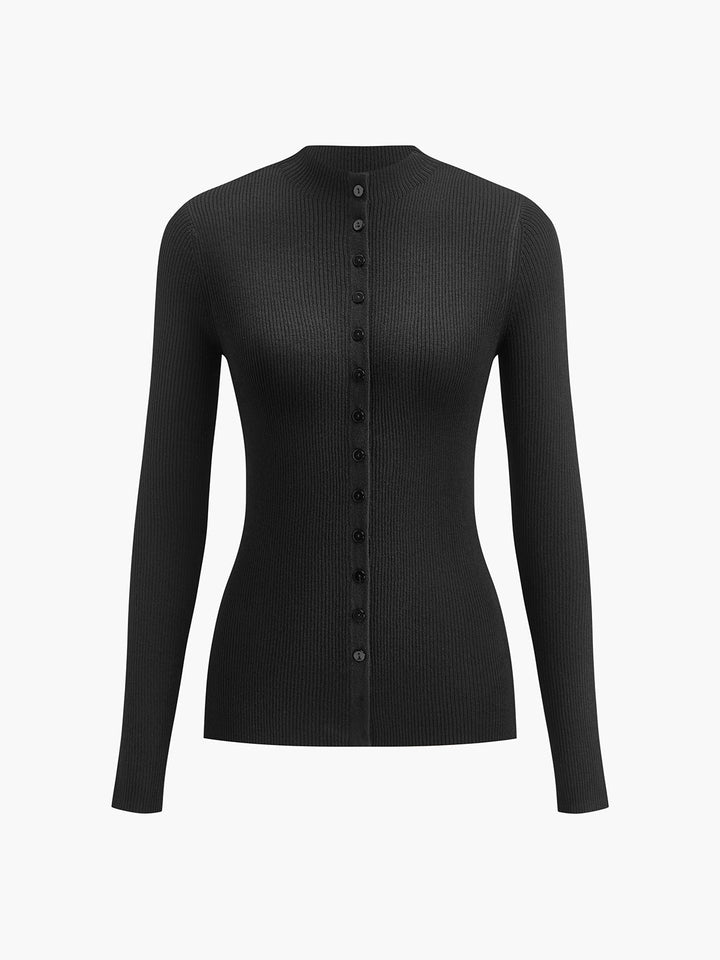 Button Down Skinny Knit Top  Liora Lane Boutique Knit Tops