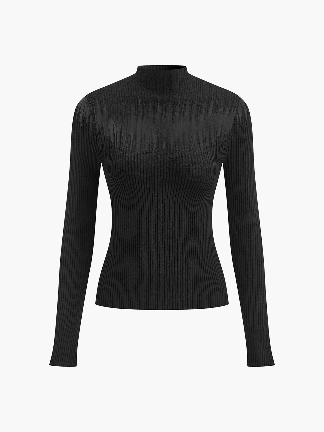 Mock Neck Sheer Panel Knit Top  Liora Lane Boutique Knit Tops