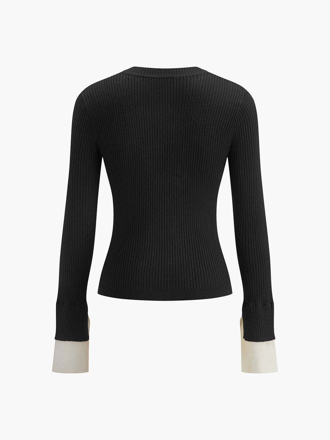 Ribbed Contrast Cuff Sweater  Liora Lane Boutique Knit Tops
