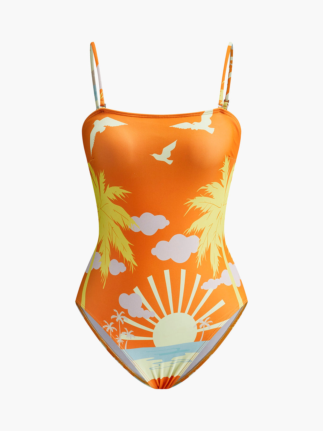 Tropical Print Back Cut-Out One-Piece Swimsuit  Liora Lane Boutique One-Pieces Multicolor / L 81.99