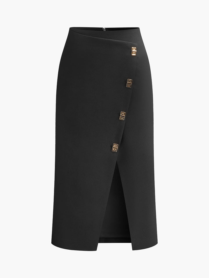 Metal-Detail Split Midi Skirt  Liora Lane Boutique Skirts