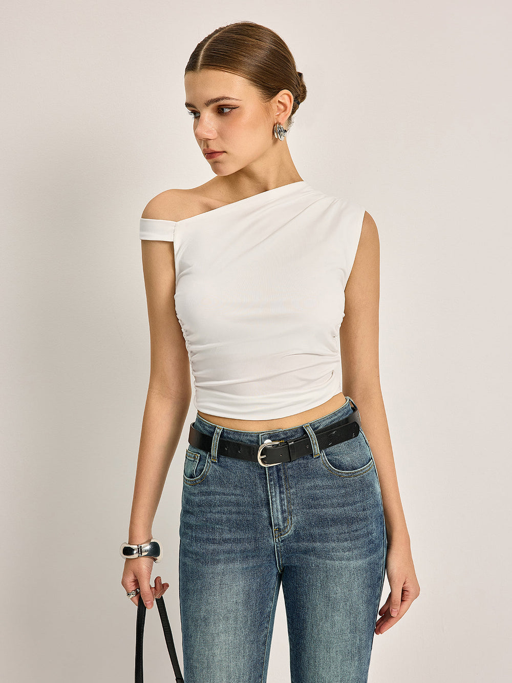 Asymmetrical Cutout Ribbed Top  Liora Lane Boutique T-Shirts