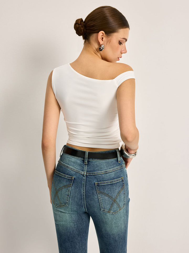 Asymmetrical Cutout Ribbed Top  Liora Lane Boutique T-Shirts