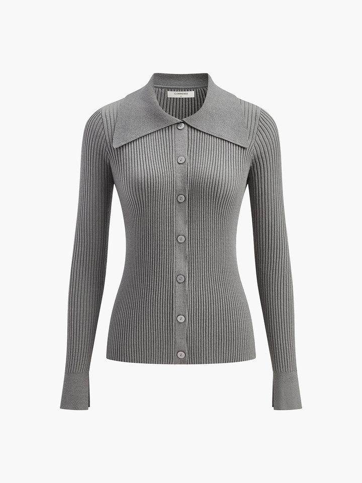 Ribbed Lapel Slim Cardigan  Liora Lane Boutique Cardigans