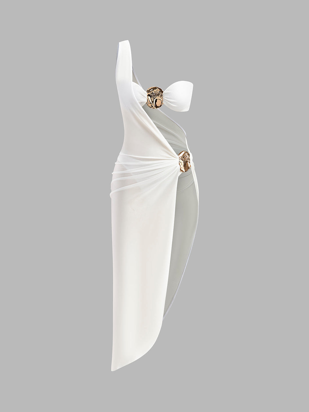 Gold Detail Bikini With Cover-Up  Liora Lane Boutique Bikini Sets White / L 116.99