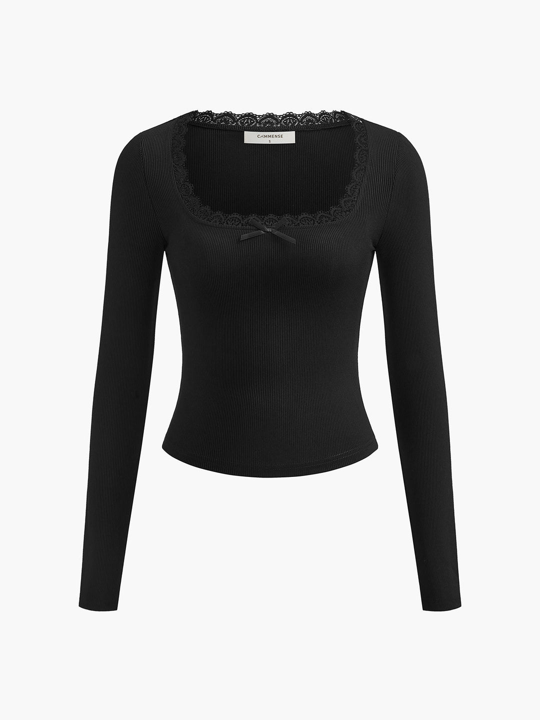 Lace Trim Long Sleeve Crop Top  Liora Lane Boutique T-Shirts