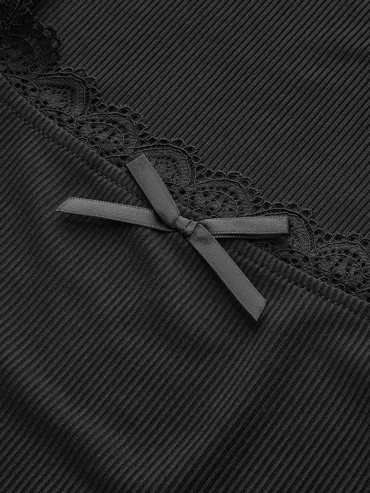 Lace Trim Long Sleeve Crop Top  Liora Lane Boutique T-Shirts