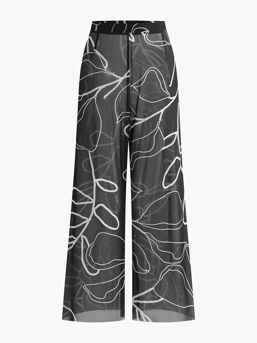 Sheer Printed Wide-Leg Cover-Up Pants  Liora Lane Boutique Kimonos & Cover Ups Black / XL 81.99