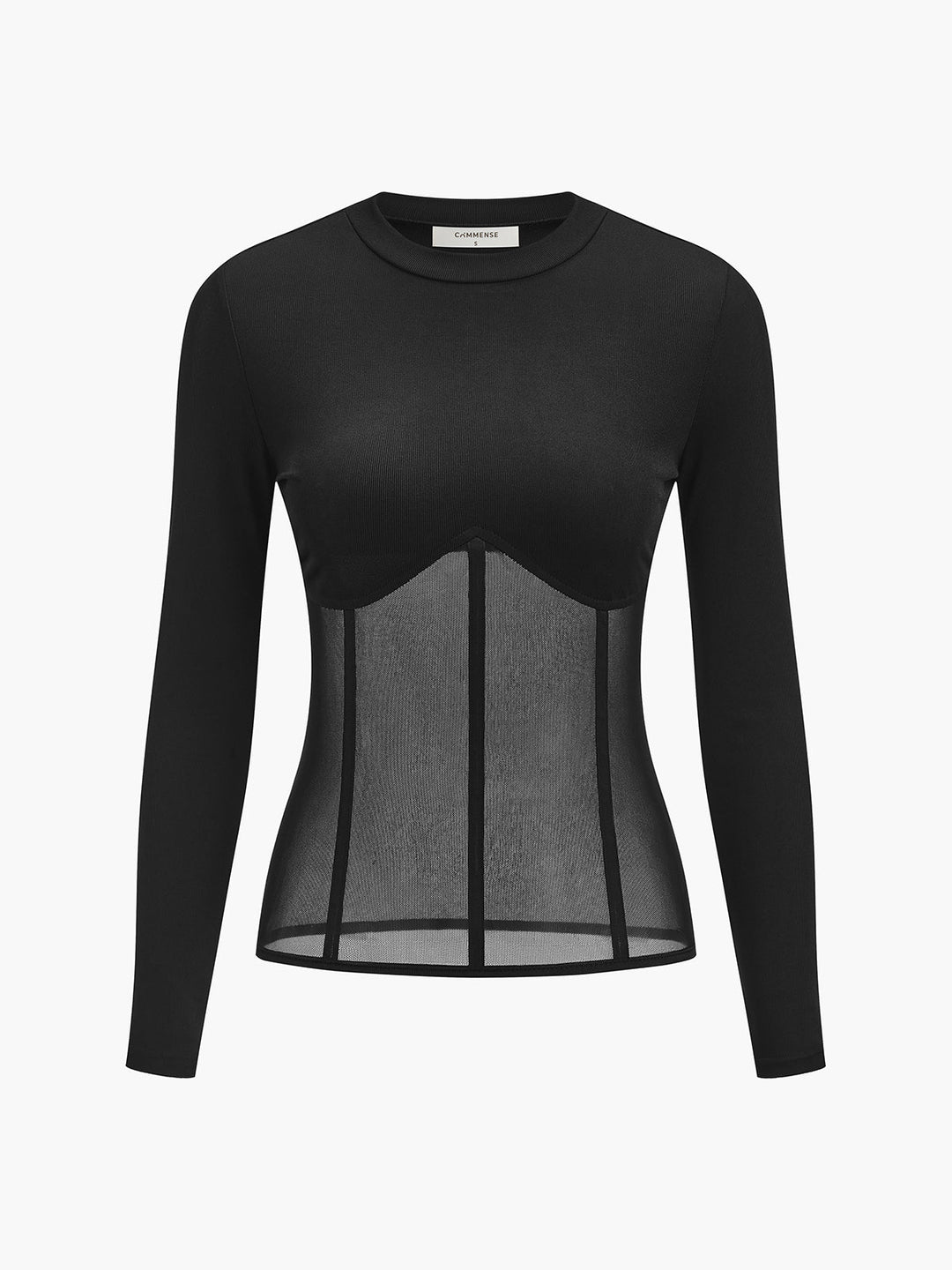 Sheer Mesh Combination Long Sleeve Top  Liora Lane Boutique T-Shirts