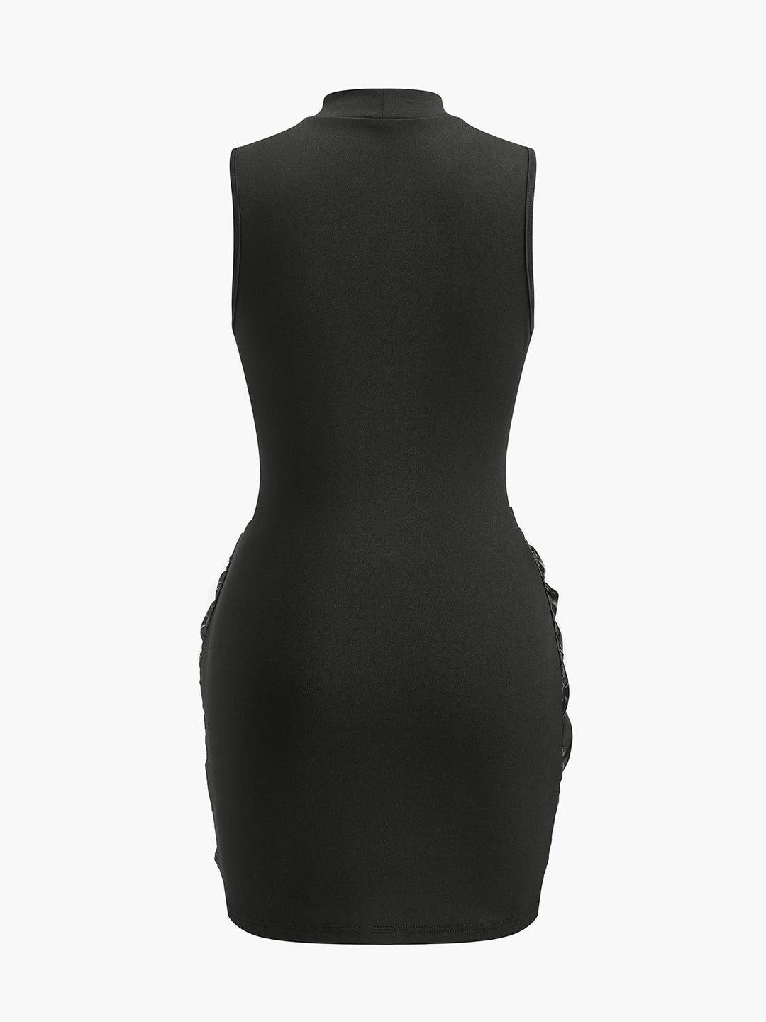 Stand Collar Faux Leather Ruched Panel Dress  Liora Lane Boutique Dresses