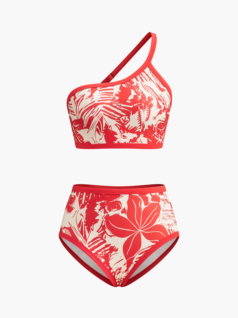 One-Shoulder Tropical Print Bikini Set  Liora Lane Boutique Bikini Sets