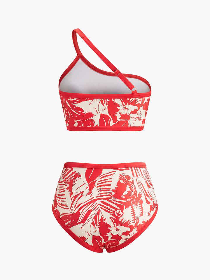 One-Shoulder Tropical Print Bikini Set  Liora Lane Boutique Bikini Sets