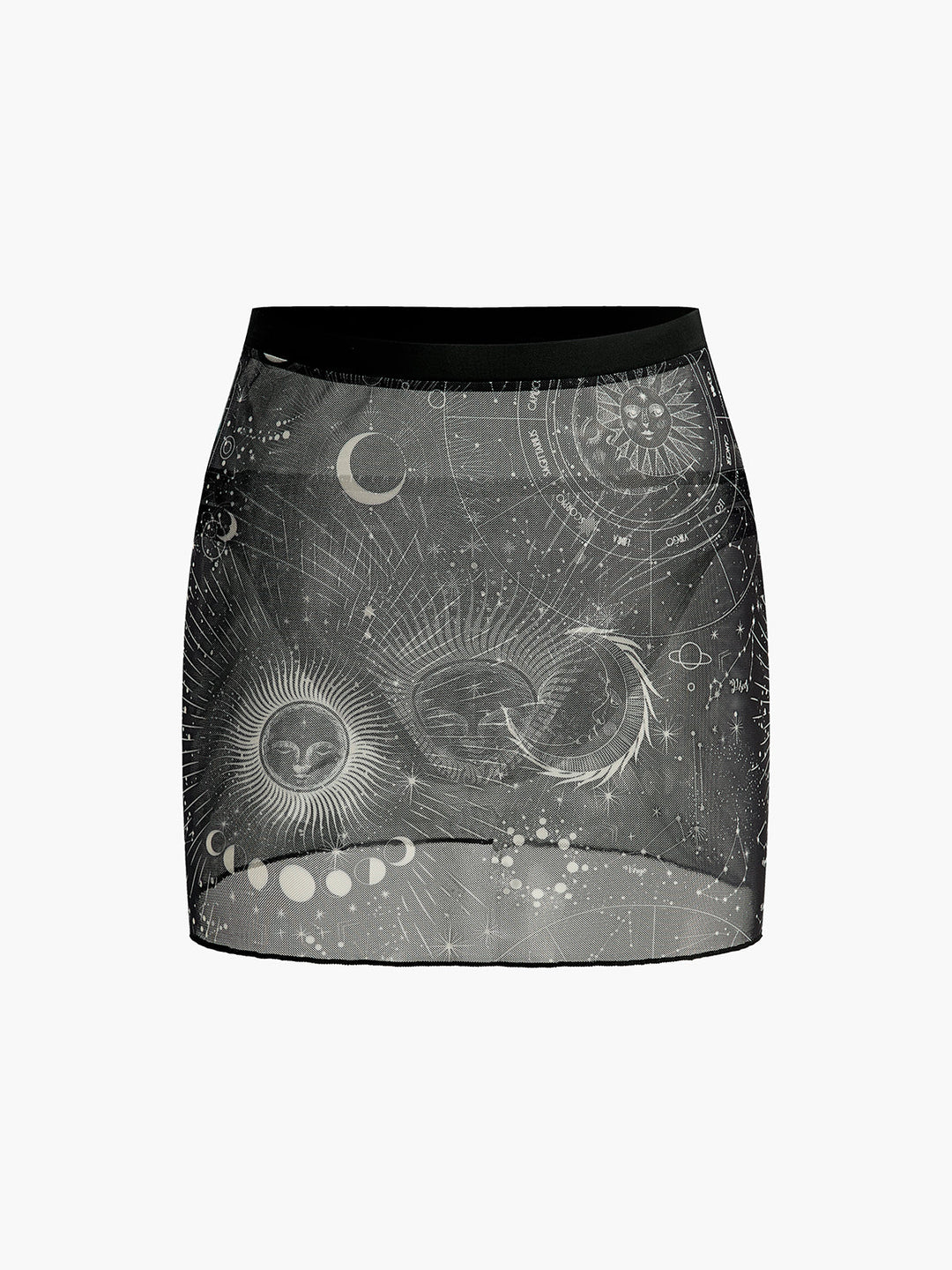 Astrology Print Sheer Skirt  Liora Lane Boutique Kimonos & Cover Ups Black / L 72.99