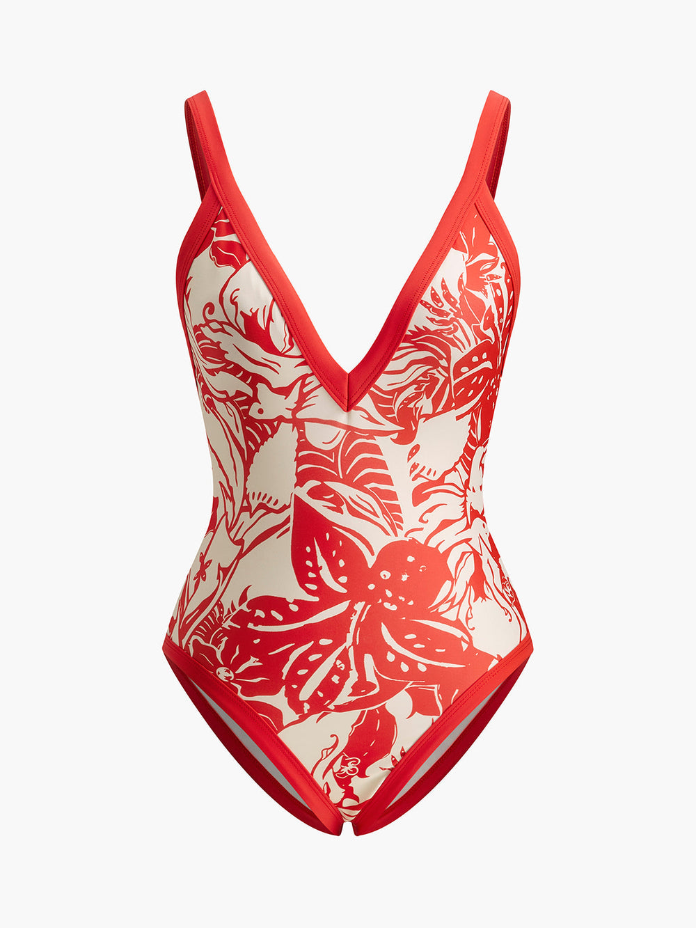 Tropical Print V-Neck One-Piece Swimsuit  Liora Lane Boutique One-Pieces