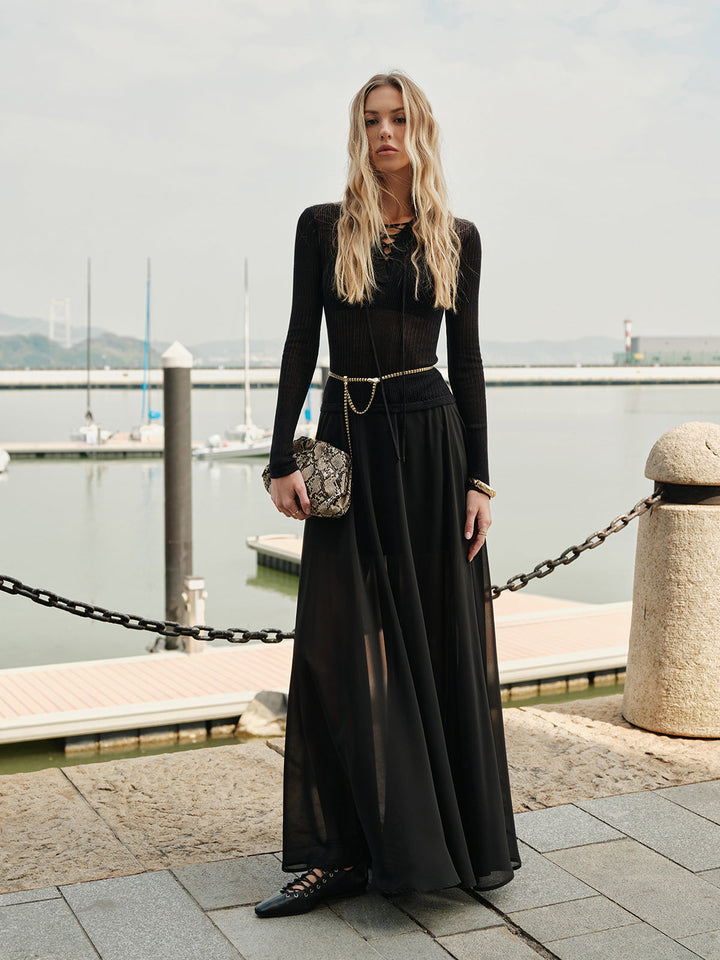 Semi-Sheer Chiffon Skirt  Liora Lane Boutique Skirts