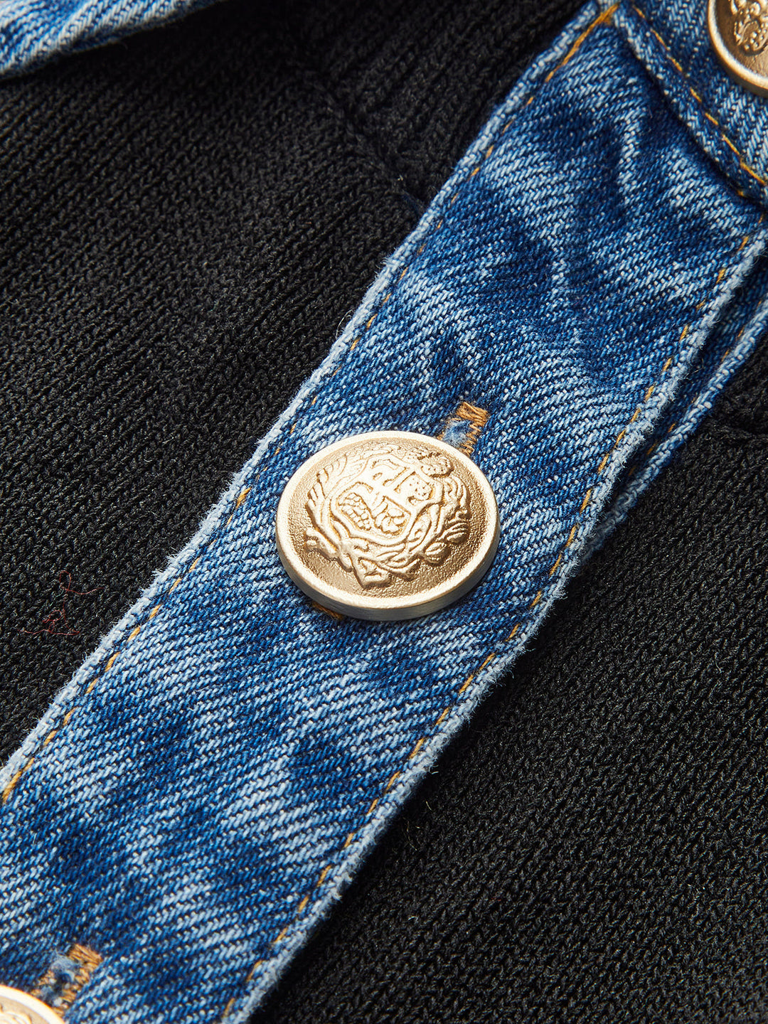 Denim Collar Ribbed Knit Top  Liora Lane Boutique Sweaters