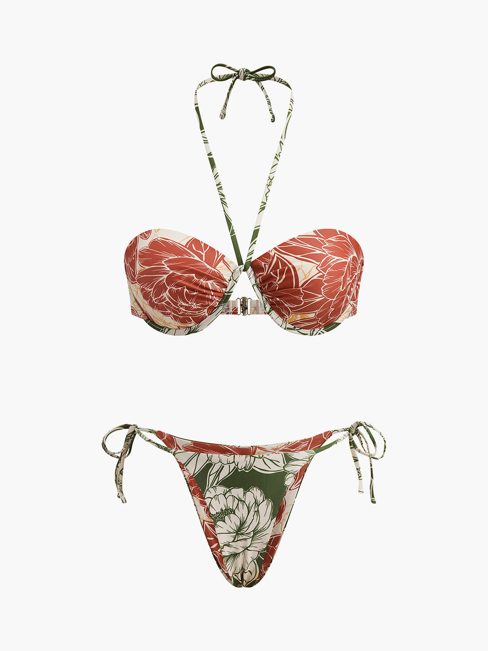 Floral Bikini Set With Tie Side Skirt  Liora Lane Boutique Bikini Sets
