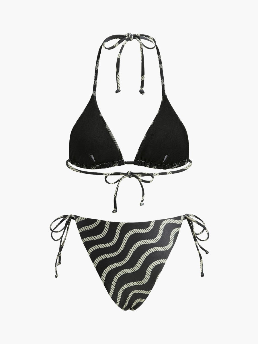 Wave Pattern Triangle Bikini Set  Liora Lane Boutique Bikini Sets