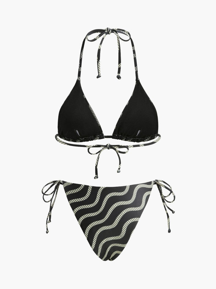 Wave Pattern Triangle Bikini Set  Liora Lane Boutique Bikini Sets