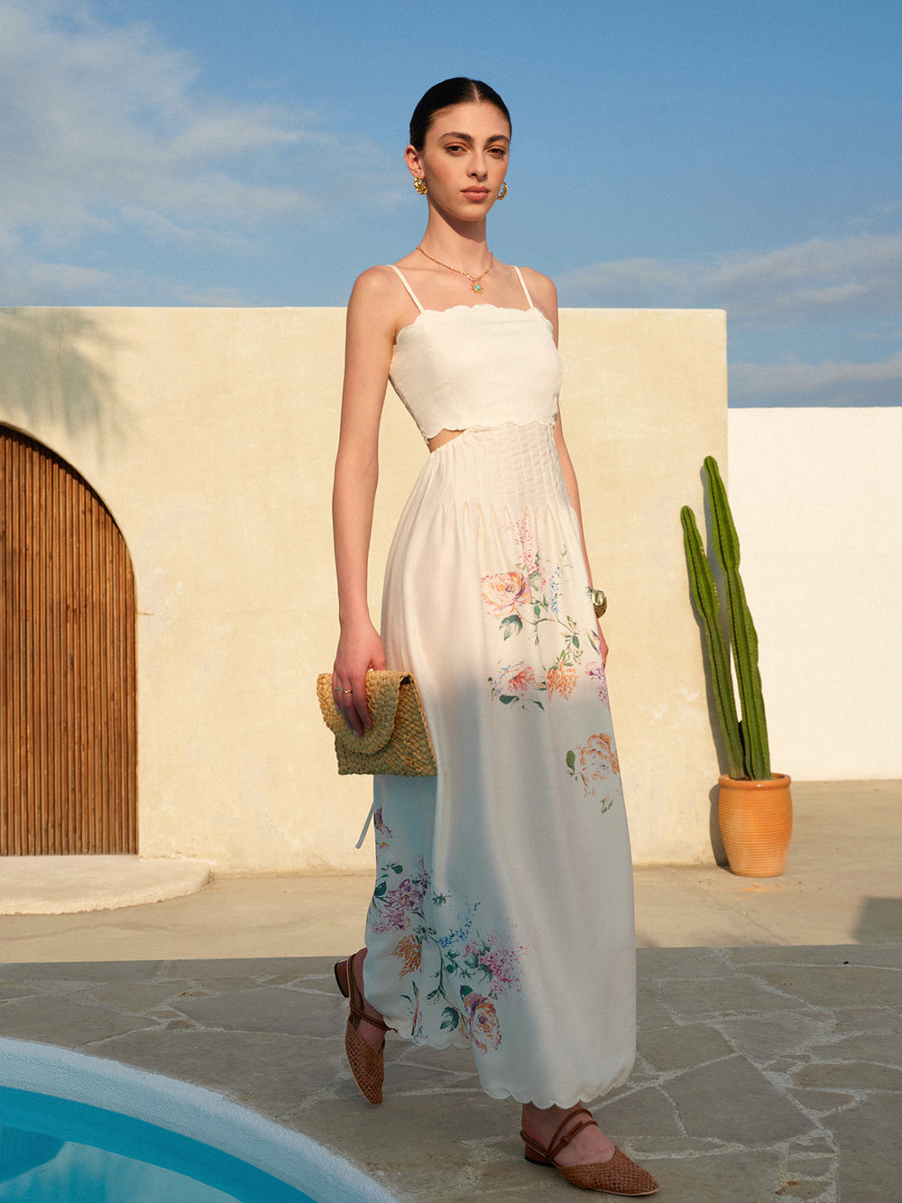 Floral Print Lace-Up Back Sleeveless Dress  Liora Lane Boutique Dresses