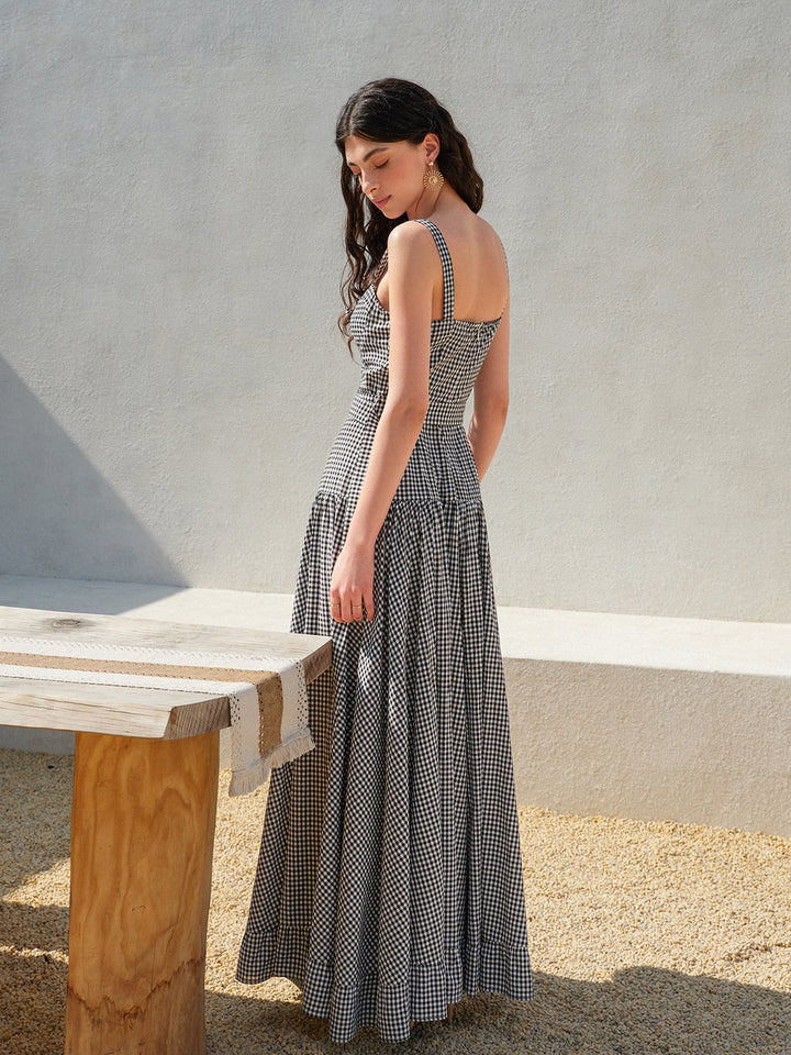 Gingham Belted Sleeveless Dress  Liora Lane Boutique Dresses