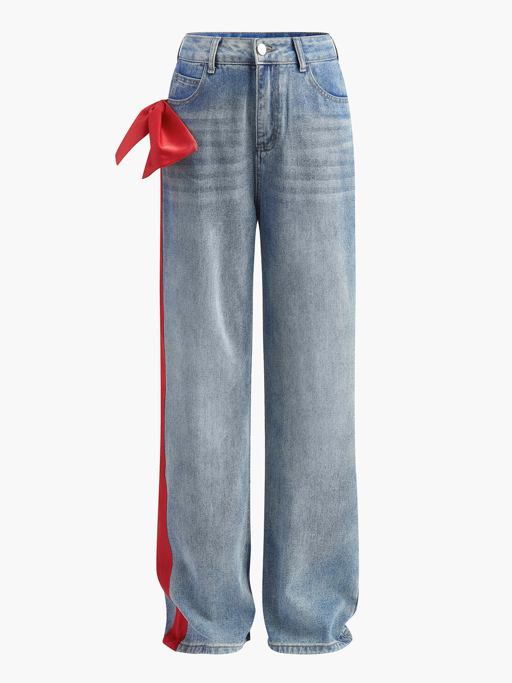 Mid-Waist Bow-Decor Denim Jeans  Liora Lane Boutique Jeans