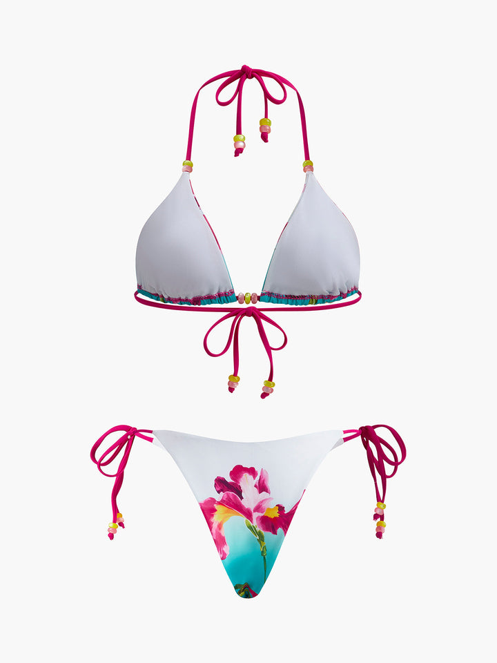 Floral Print Beaded Bikini Set  Liora Lane Boutique Bikini Sets