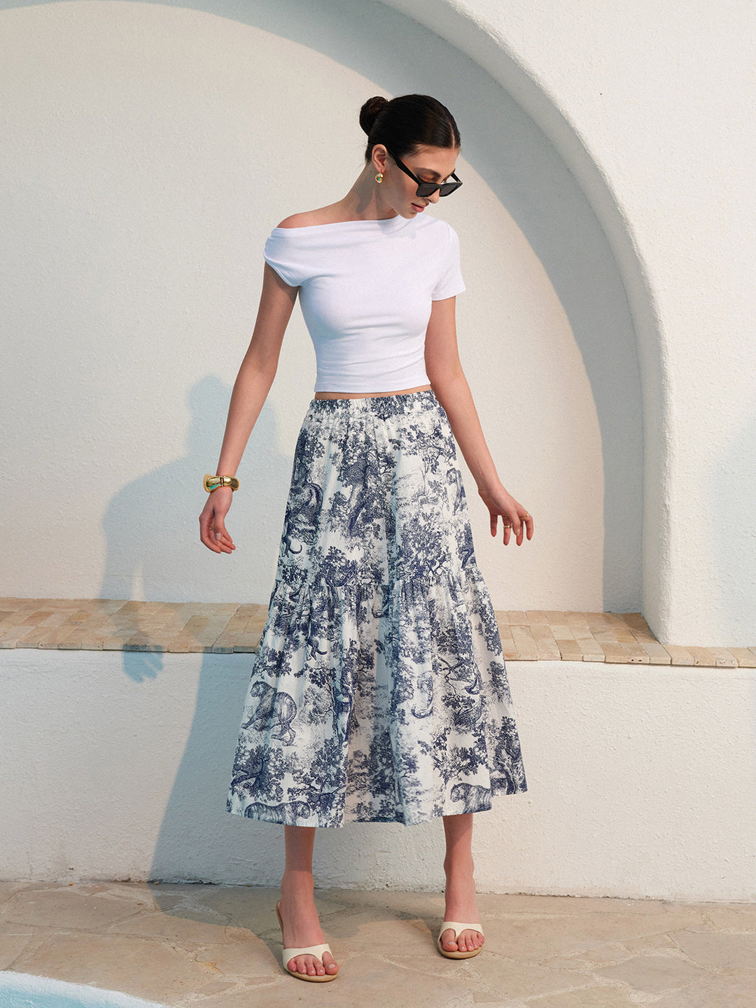 Floral Print Ruffled Skirt  Liora Lane Boutique Skirts