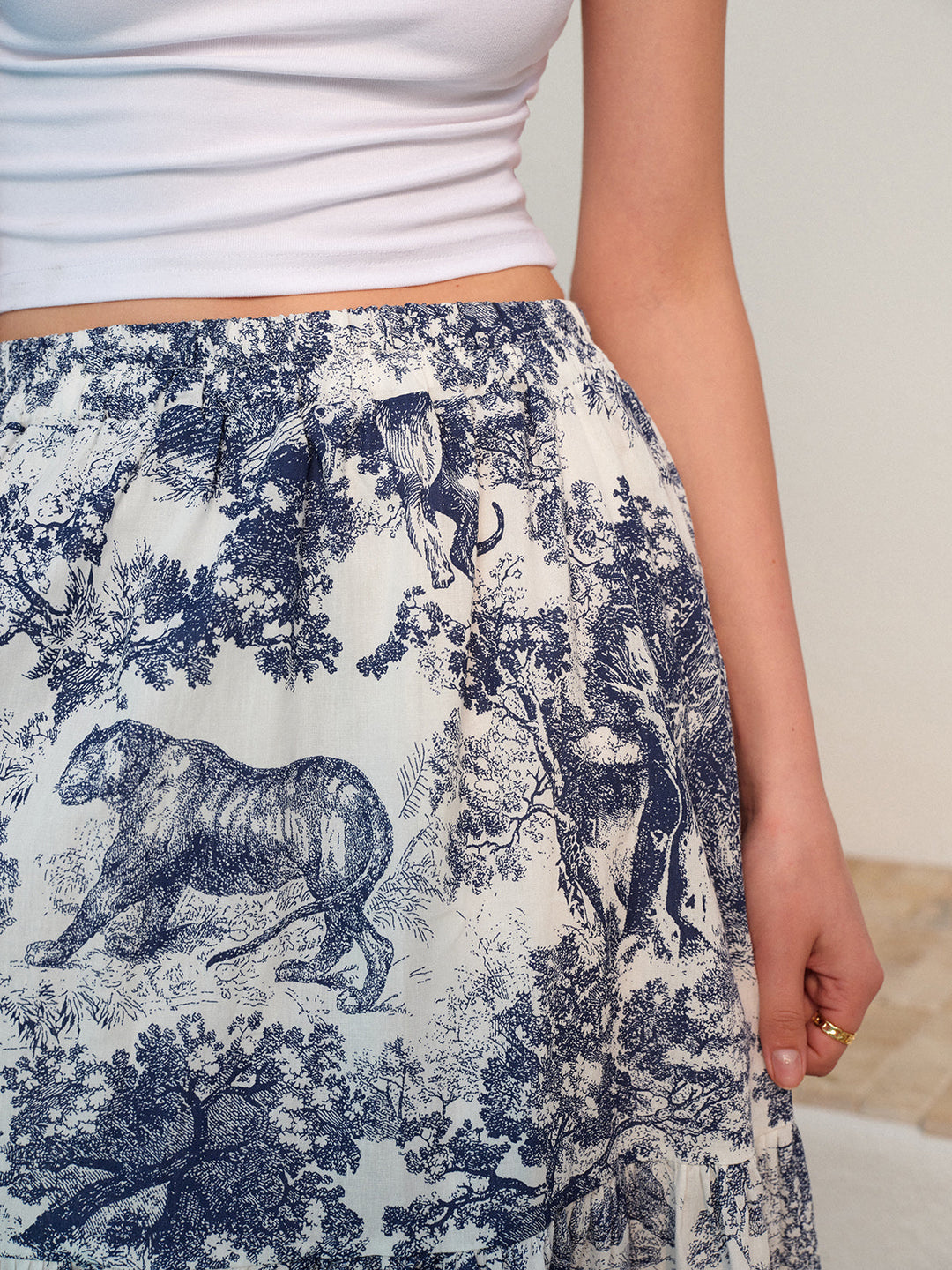 Floral Print Ruffled Skirt  Liora Lane Boutique Skirts