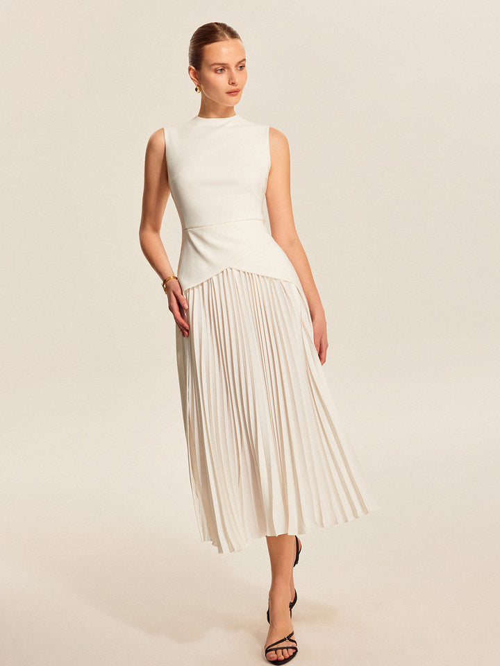 Sleeveless Pleated Dress  Liora Lane Boutique Dresses White / XL 89.99