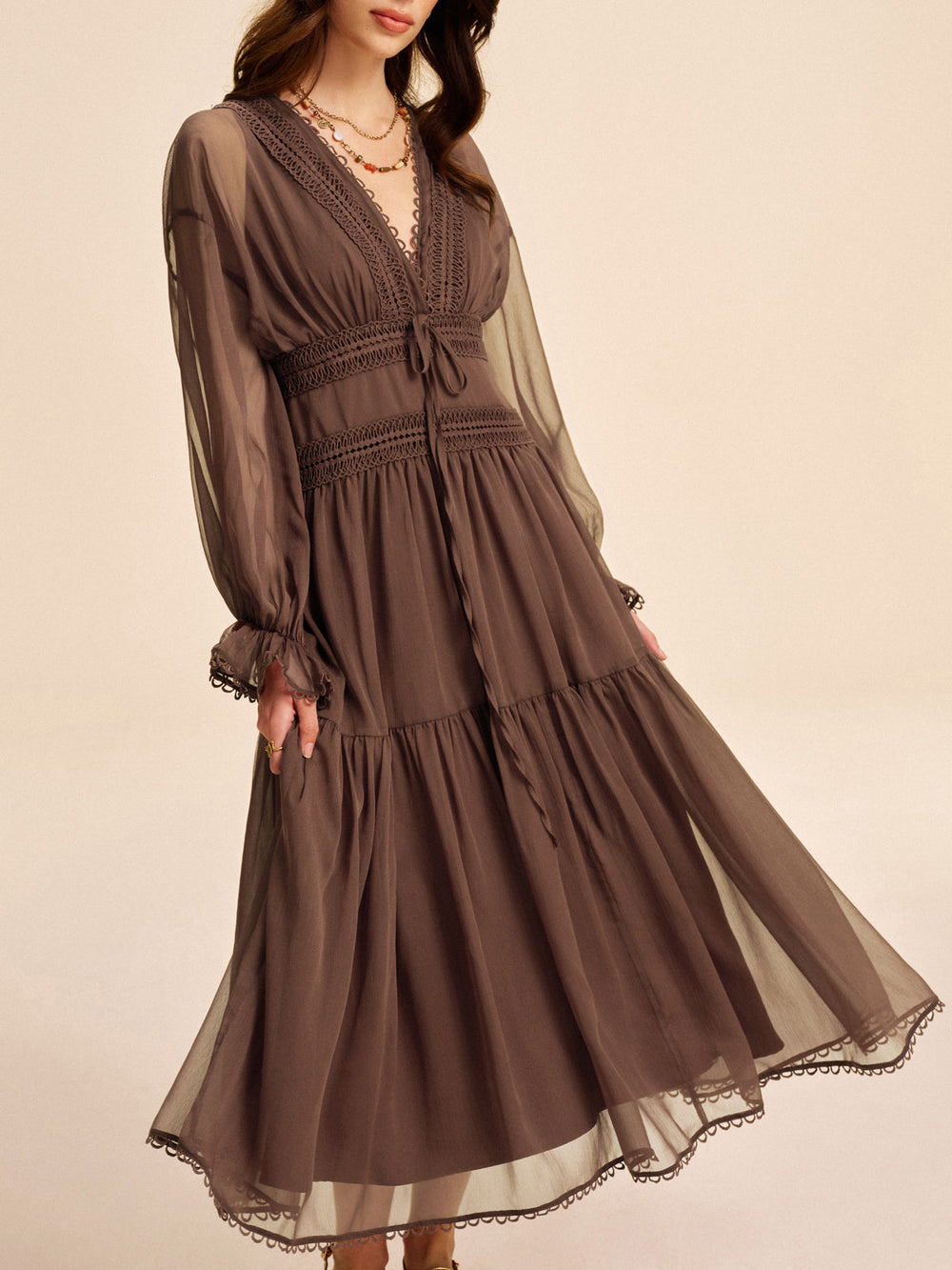 Boho Semi-Sheer Chiffon Dress  Liora Lane Boutique Dresses