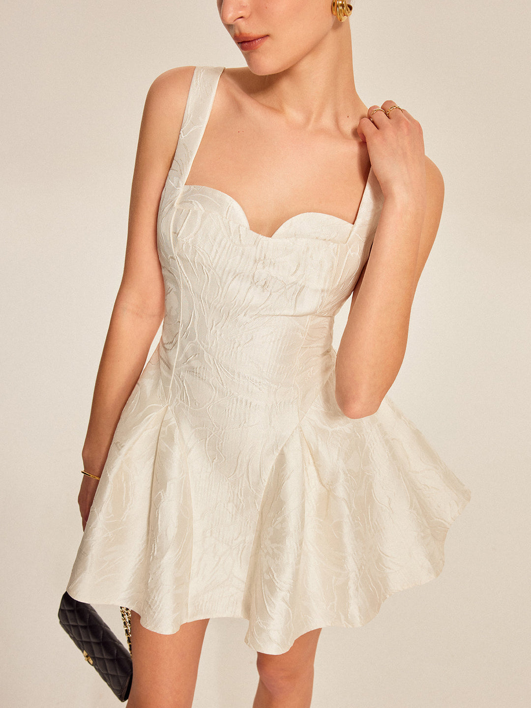Sweetheart Neckline Flared Dress  Liora Lane Boutique Dresses White / XL 46.00