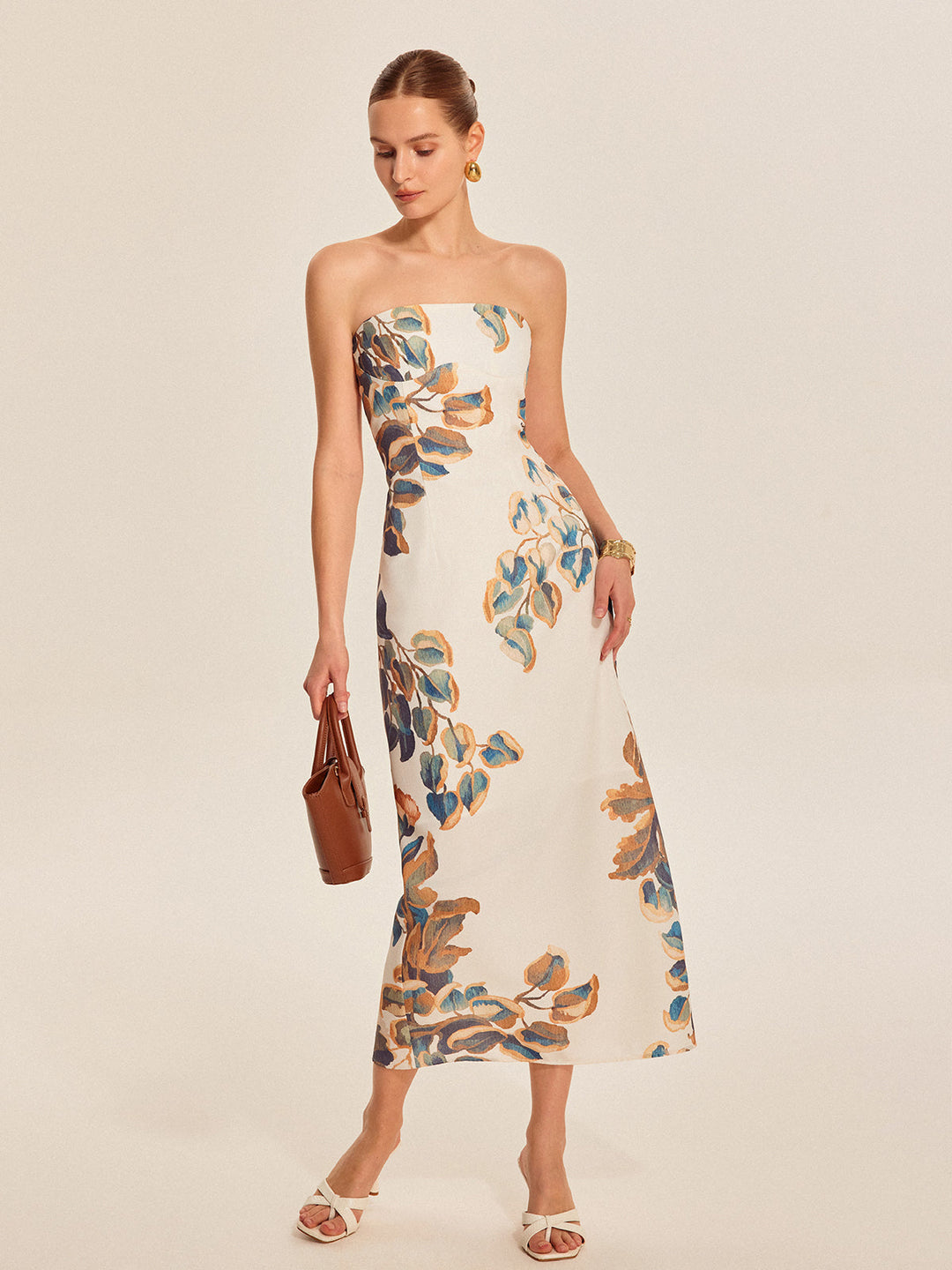Floral Print Strapless Dress  Liora Lane Boutique Dresses Multicolor / XL 39.00
