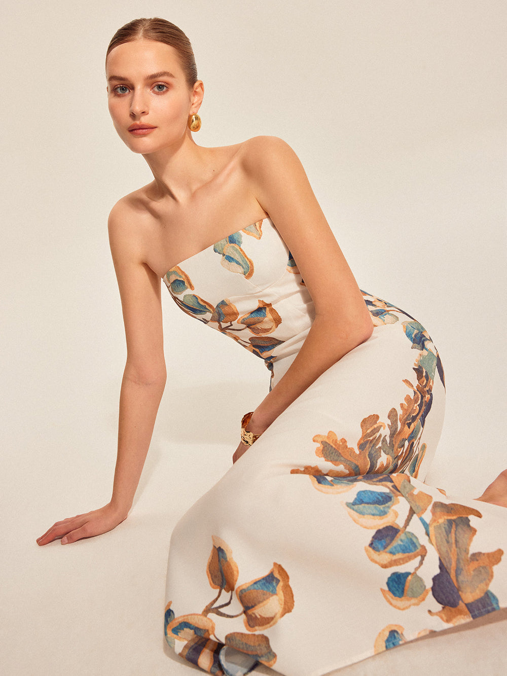 Floral Print Strapless Dress  Liora Lane Boutique Dresses