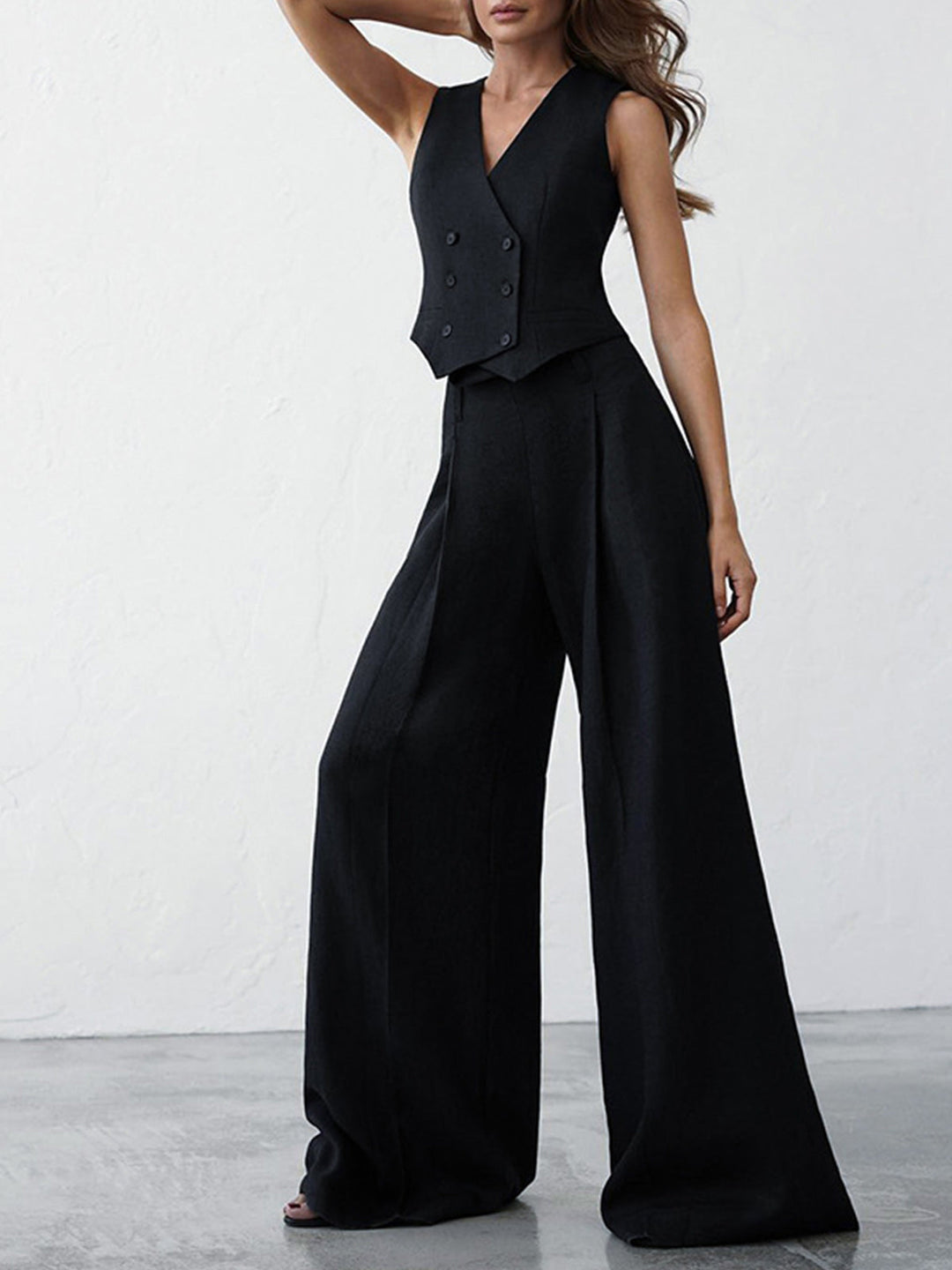 Minimalist Linen Two Piece Pants Set  Liora Lane Boutique Pant Sets Black / XL 140.99