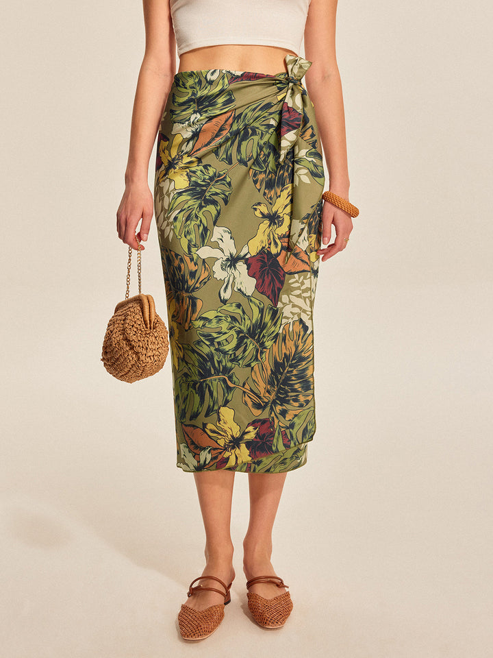 Tie Detail Floral Print Wrap Skirt  Liora Lane Boutique Skirts