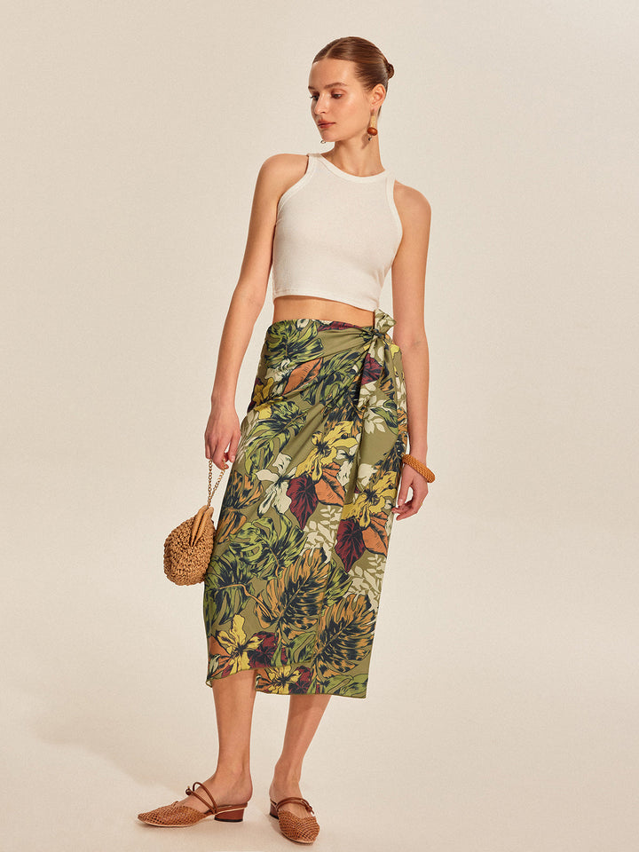 Tie Detail Floral Print Wrap Skirt  Liora Lane Boutique Skirts
