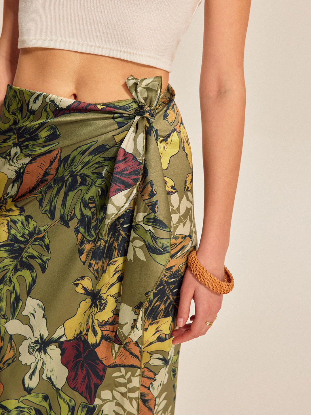 Tie Detail Floral Print Wrap Skirt  Liora Lane Boutique Skirts