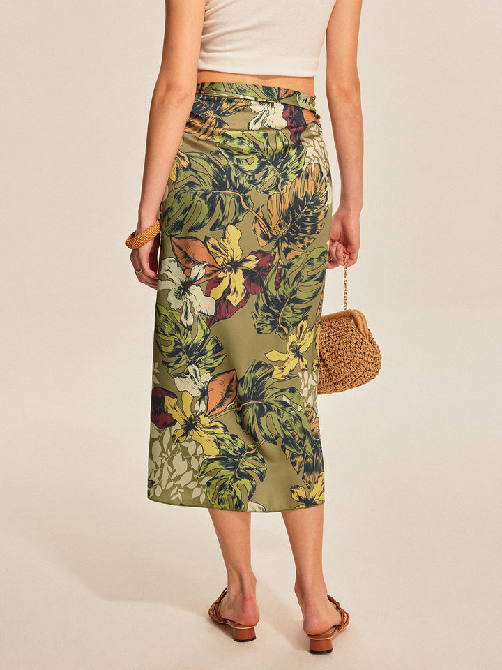 Tie Detail Floral Print Wrap Skirt  Liora Lane Boutique Skirts